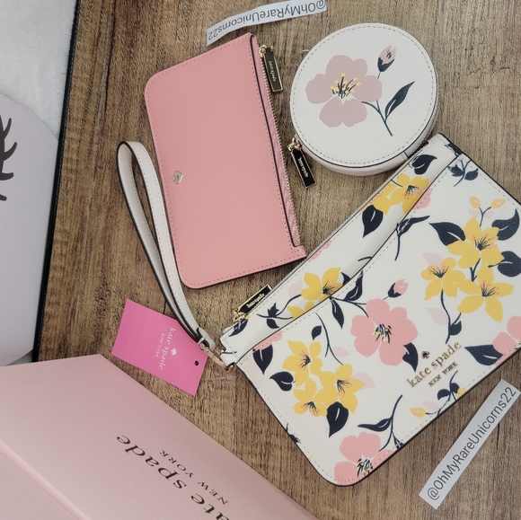 🌸LAST ONE🌸Kate Spade Lily Blooms 3pc Wristlet Set -NEW - Picture 11 of 16